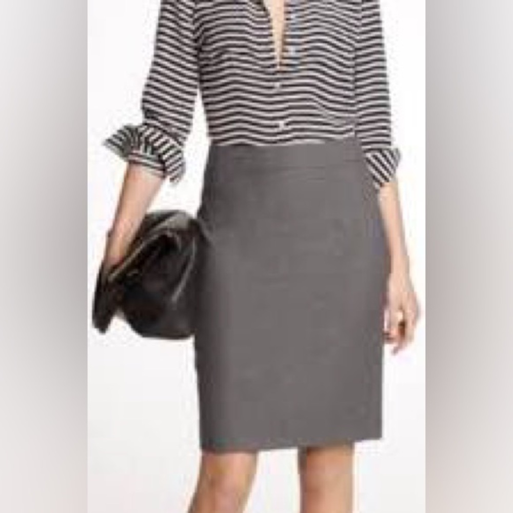 J Crew grey Super 120 pencil skirt